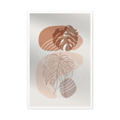Brown Leaf Wall Painting Set 1.2 - Matte Canvas Decor with Minimalist Leaf Design