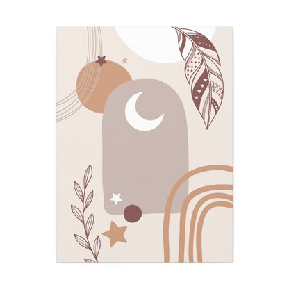 Sunset Botanica Art 1.2 - Matte Canvas Decor with Minimalist Leaf Design