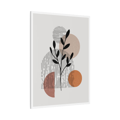 Orange Tone Flower Art Set 1.2 - Matte Canvas Decor with Minimalist Leaf Design