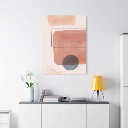 Pink Water Minimal Art Set 1.2 - Matte Canvas Decor with Minimalist Leaf Design
