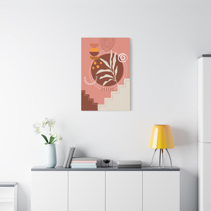 Wander Vase Art Set 1.1 - Matte Canvas Decor with Minimalist Leaf Design