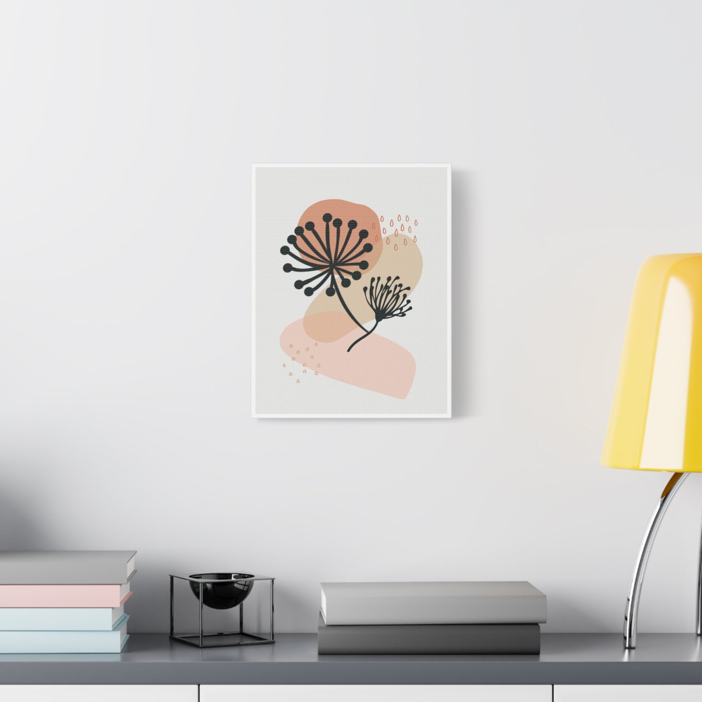 Pink Minimal  Flower Art Set 1.1 - Matte Canvas Decor with Minimalist Leaf Design