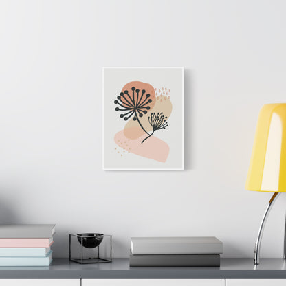 Pink Minimal  Flower Art Set 1.1 - Matte Canvas Decor with Minimalist Leaf Design