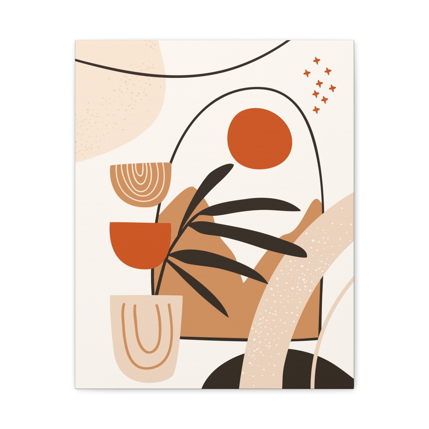 Boheme Luna  Art Set 1.3 - Matte Canvas Decor with Minimalist Leaf Design