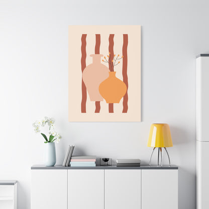 Petal Village Art 1.1 - Matte Canvas Decor with Minimalist Leaf Design