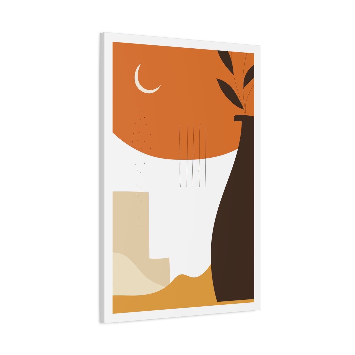 Lunar Bloom Art Set 1.3 - Matte Canvas Decor with Minimalist Leaf Design