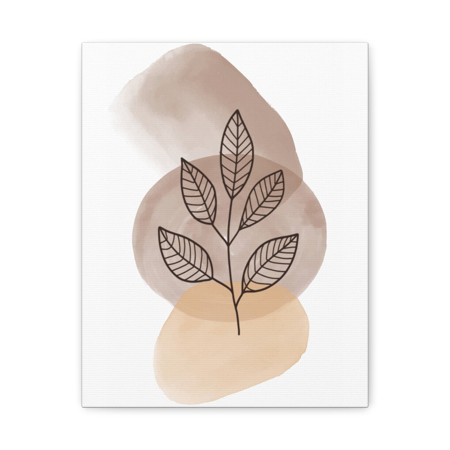 Brown Modern Botanical Wall Art Set 1.2 - Matte Canvas Decor with Minimalist Leaf Design