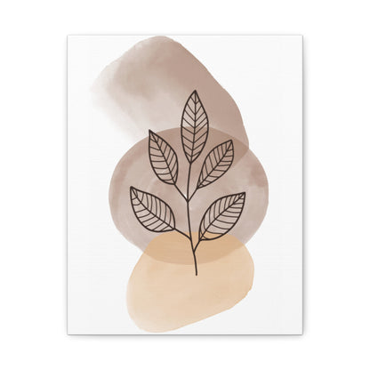 Brown Modern Botanical Wall Art Set 1.2 - Matte Canvas Decor with Minimalist Leaf Design