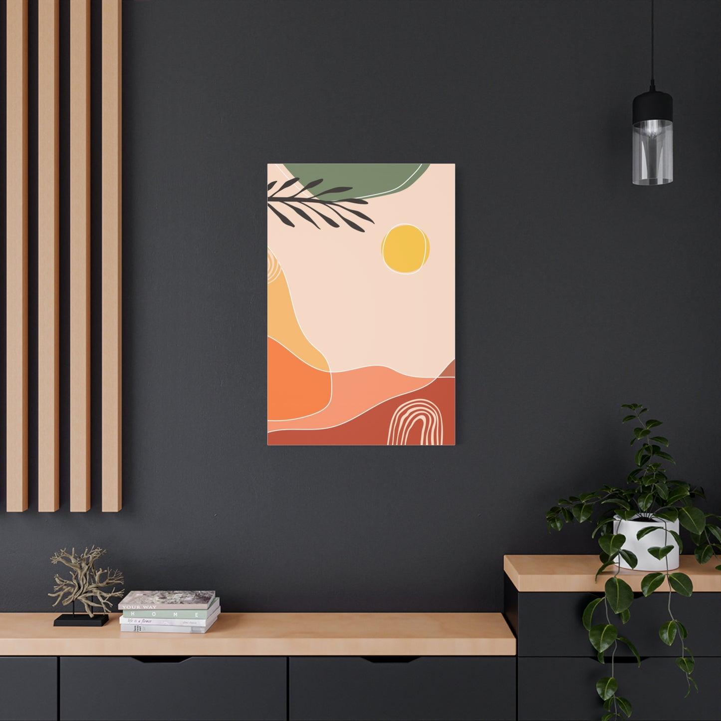 Sunway Minimal Art Set 1.2 - Matte Canvas Decor with Minimalist Leaf Design