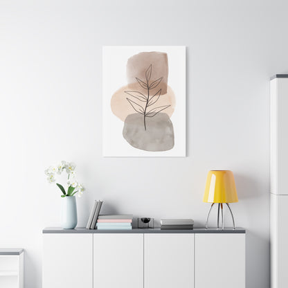 Brown Botanical Wall Art Set 1.3 - Matte Canvas Decor with Minimalist Leaf Design