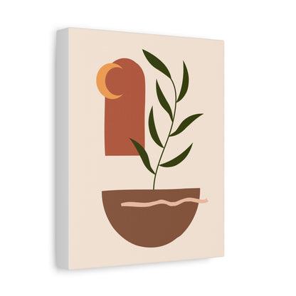 Petal Village Art 1.3 - Matte Canvas Decor with Minimalist Leaf Design