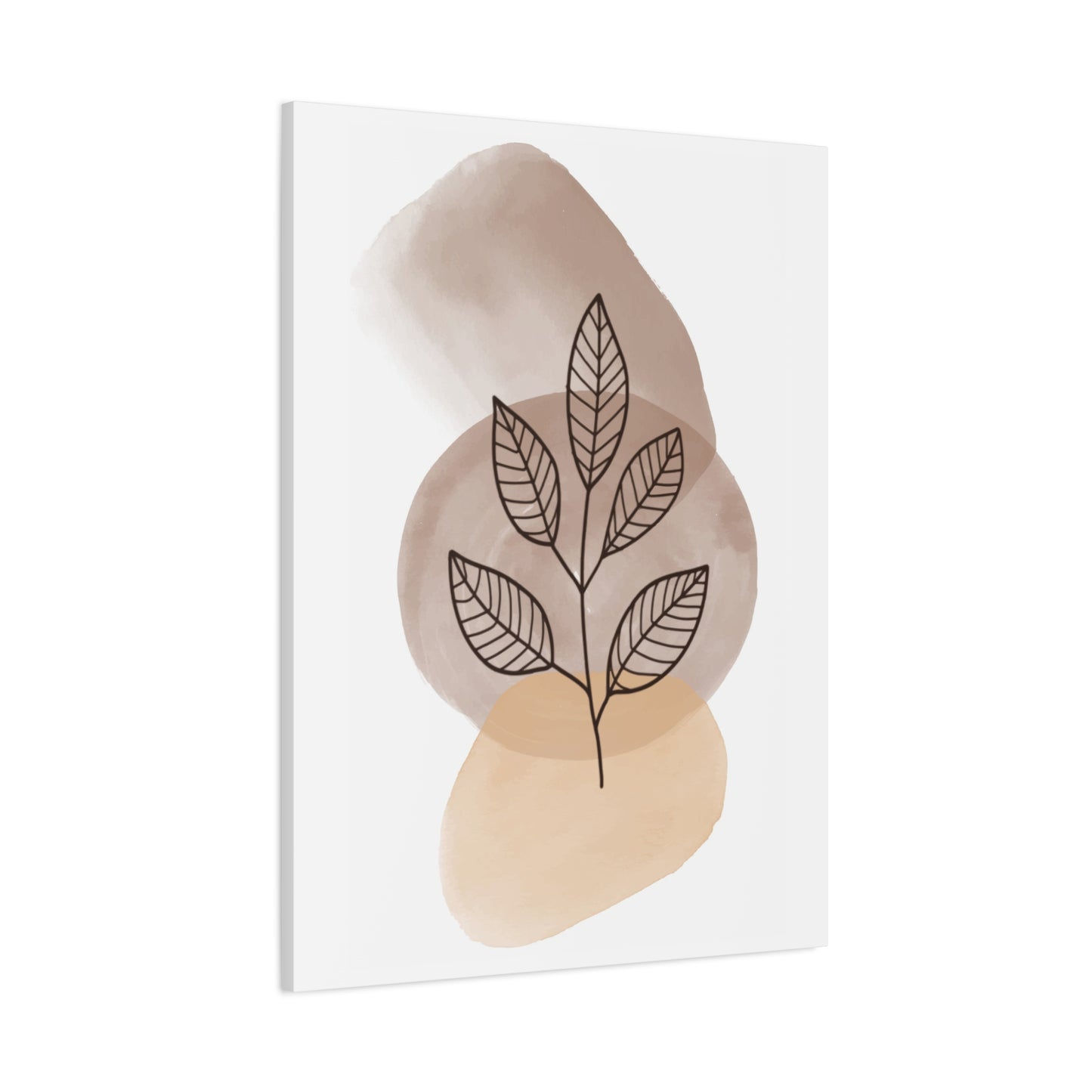 Brown Modern Botanical Wall Art Set 1.2 - Matte Canvas Decor with Minimalist Leaf Design