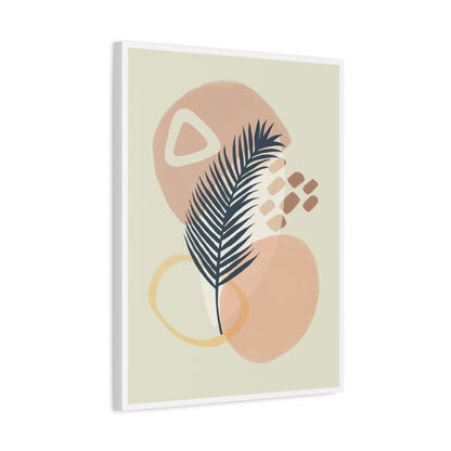 Pink Minimal  Flower Art Set 1.2 - Matte Canvas Decor with Minimalist Leaf Design