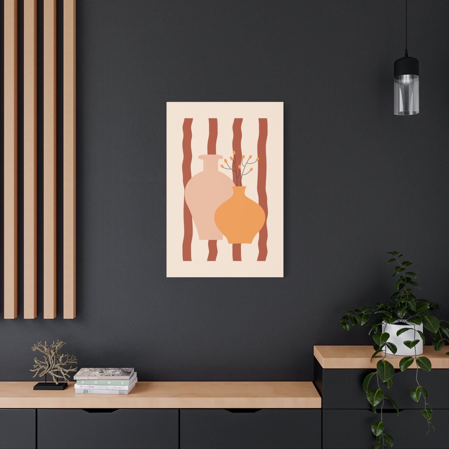 Petal Village Art 1.1 - Matte Canvas Decor with Minimalist Leaf Design