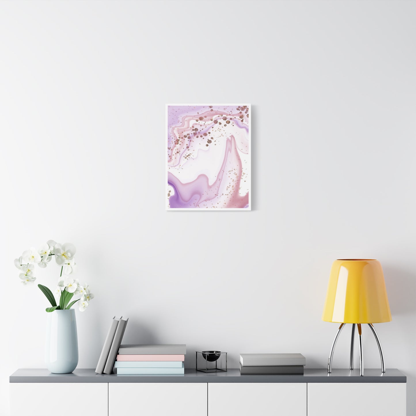 Blush Pink Marble Wall Art Set 1.1 - Matte Canvas Decor with Minimalist Leaf Design