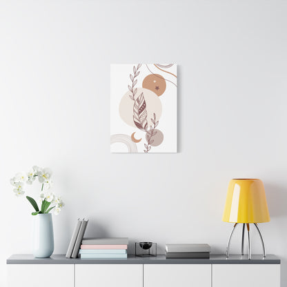 Sunset Botanica Art 1.3 - Matte Canvas Decor with Minimalist Leaf Design