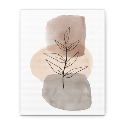 Brown Botanical Wall Art Set 1.3 - Matte Canvas Decor with Minimalist Leaf Design