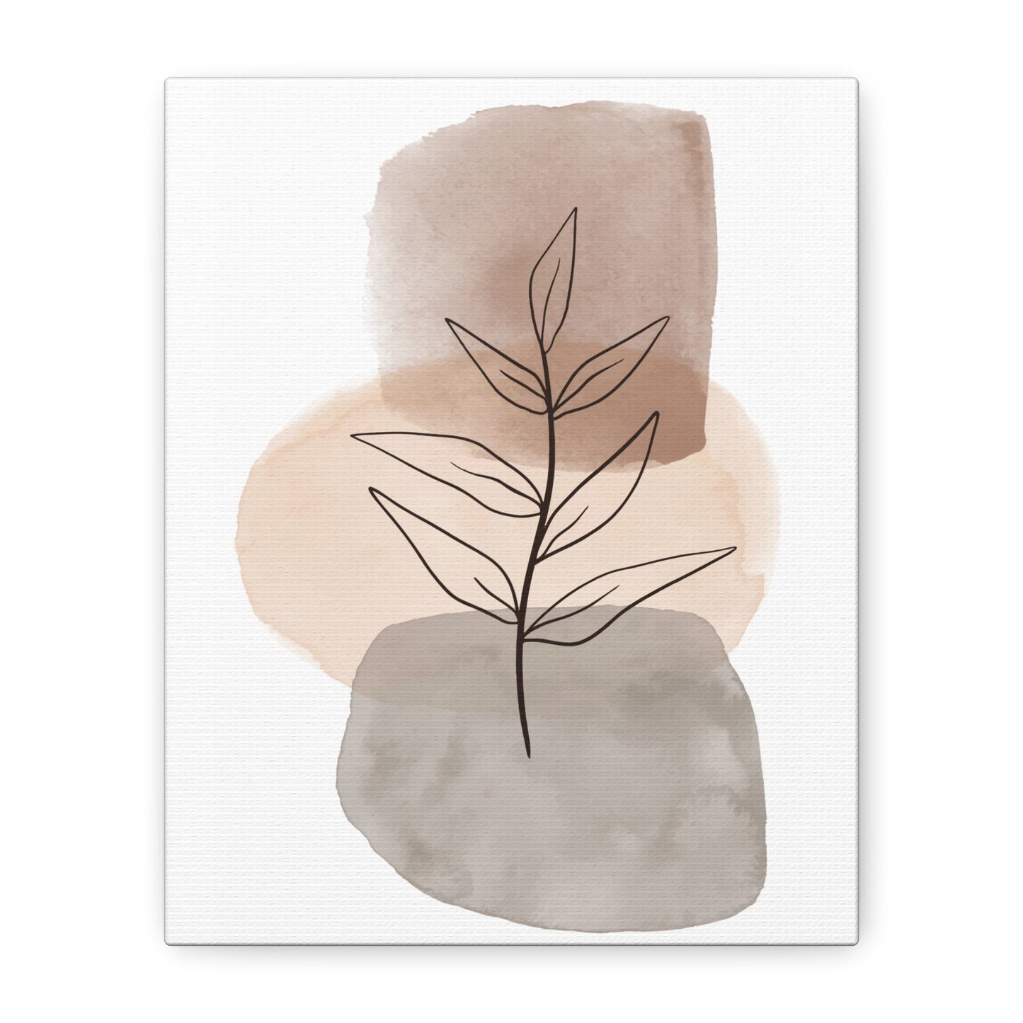 Brown Modern Botanical Wall Art Set 1.3 - Matte Canvas Decor with Minimalist Leaf Design