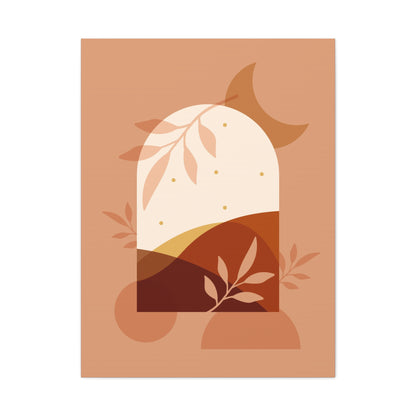 Abstract Terracotta Botanical Art Set 1.3 - Matte Canvas Decor with Minimalist Leaf Design