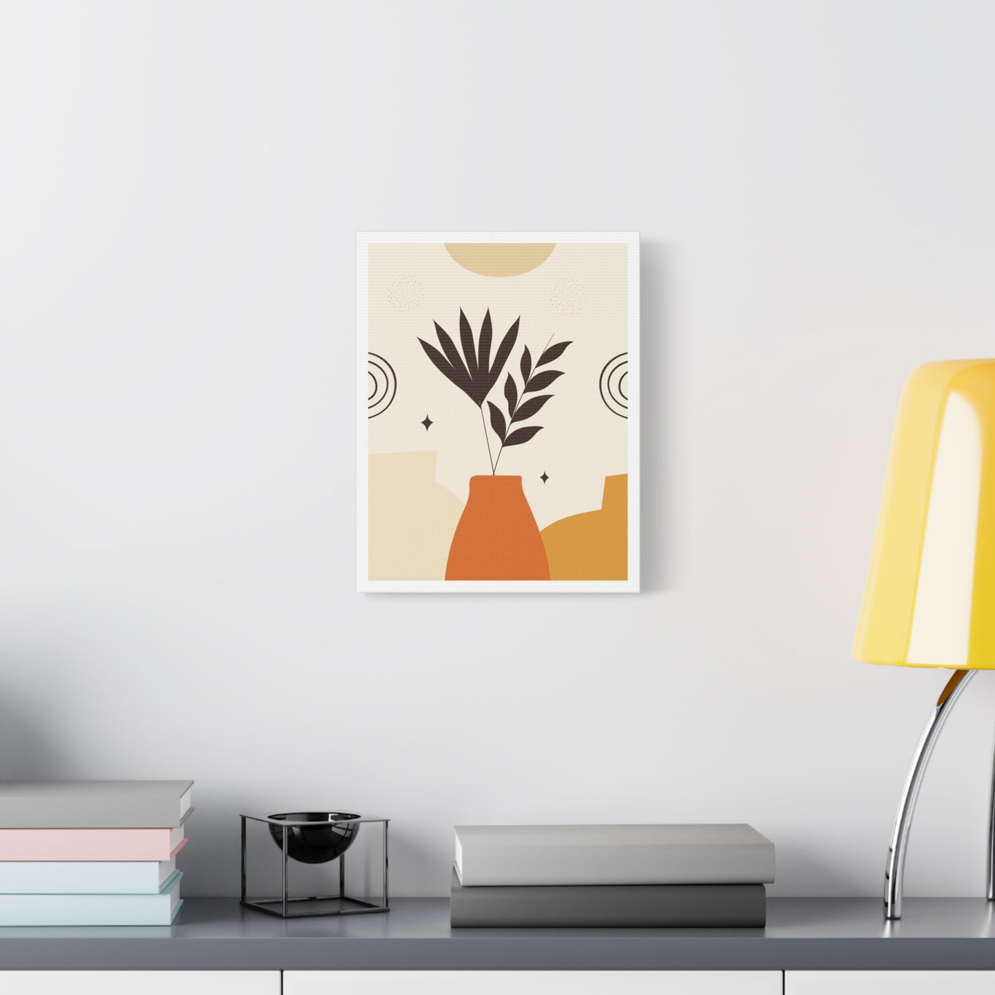 Lunar Bloom Art Set 1.1 - Matte Canvas Decor with Minimalist Leaf Design