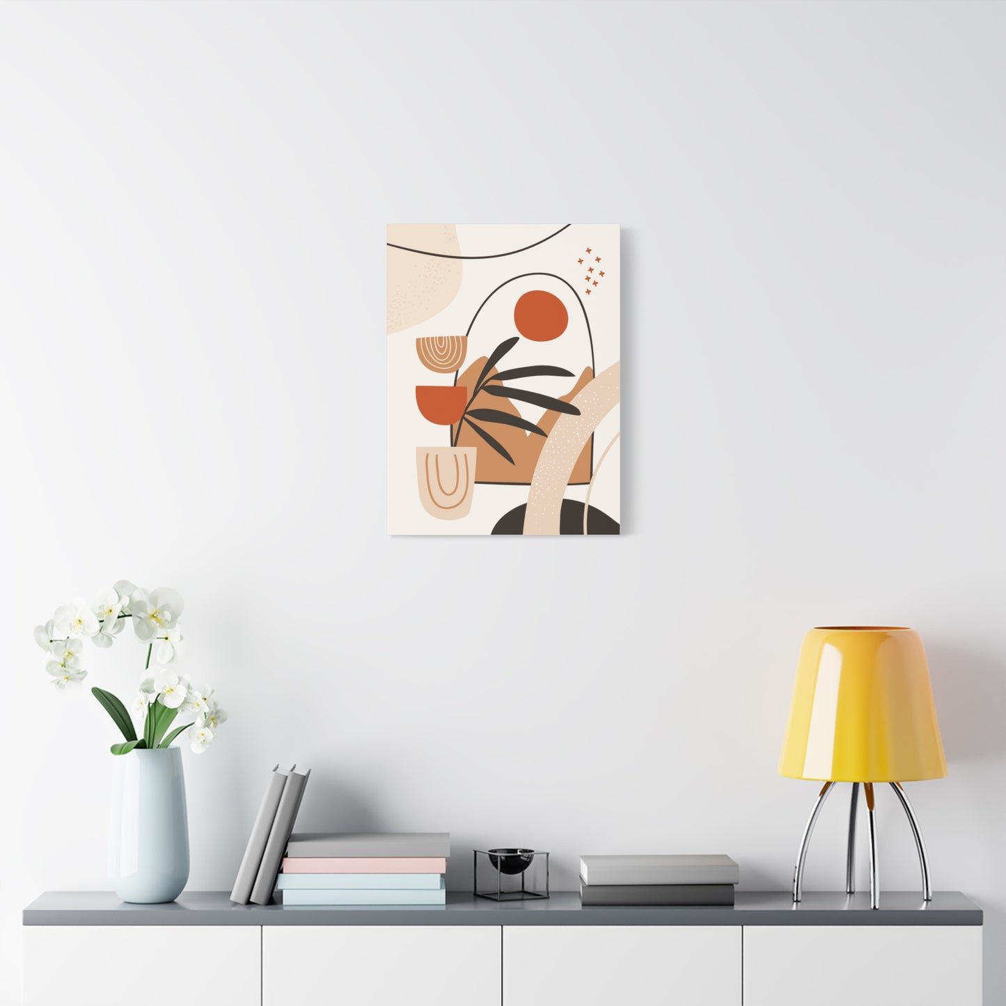 Boheme Luna  Art Set 1.3 - Matte Canvas Decor with Minimalist Leaf Design