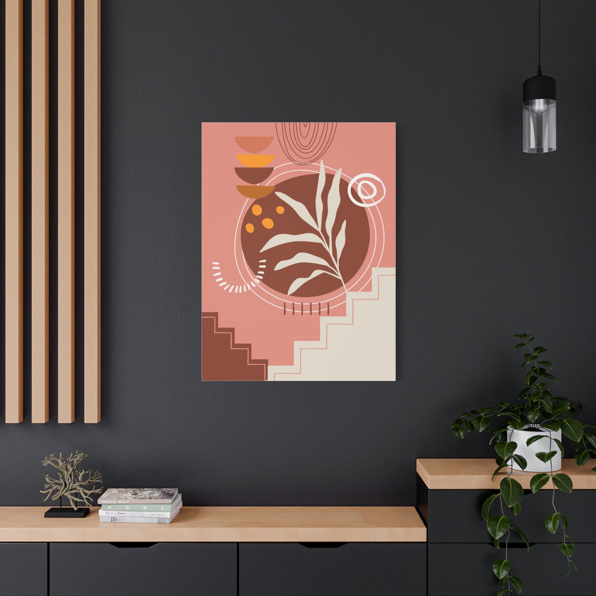 Wander Vase Art Set 1.1 - Matte Canvas Decor with Minimalist Leaf Design