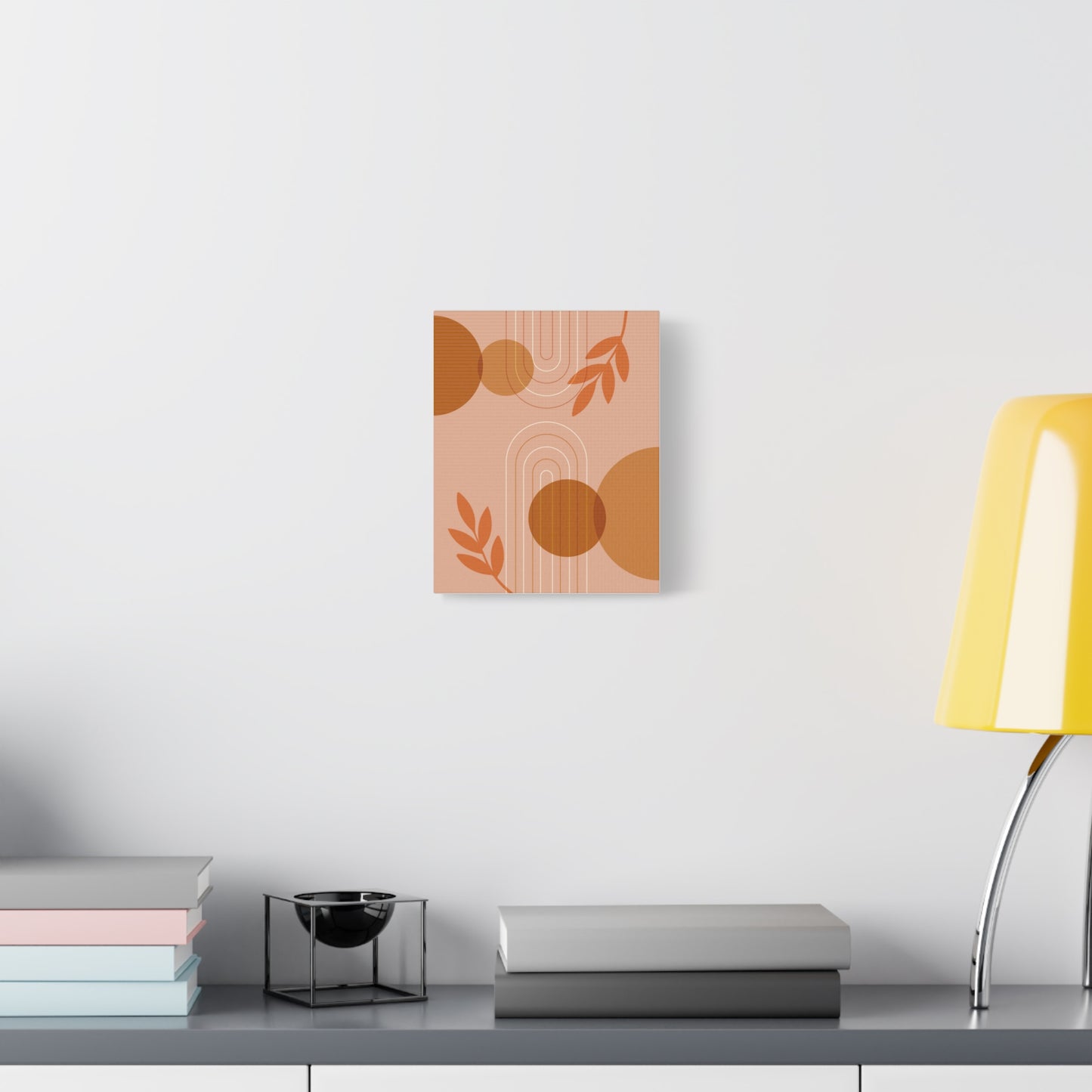 Abstract Terracotta Botanical Art Set 1.2 - Matte Canvas Decor with Minimalist Leaf Design