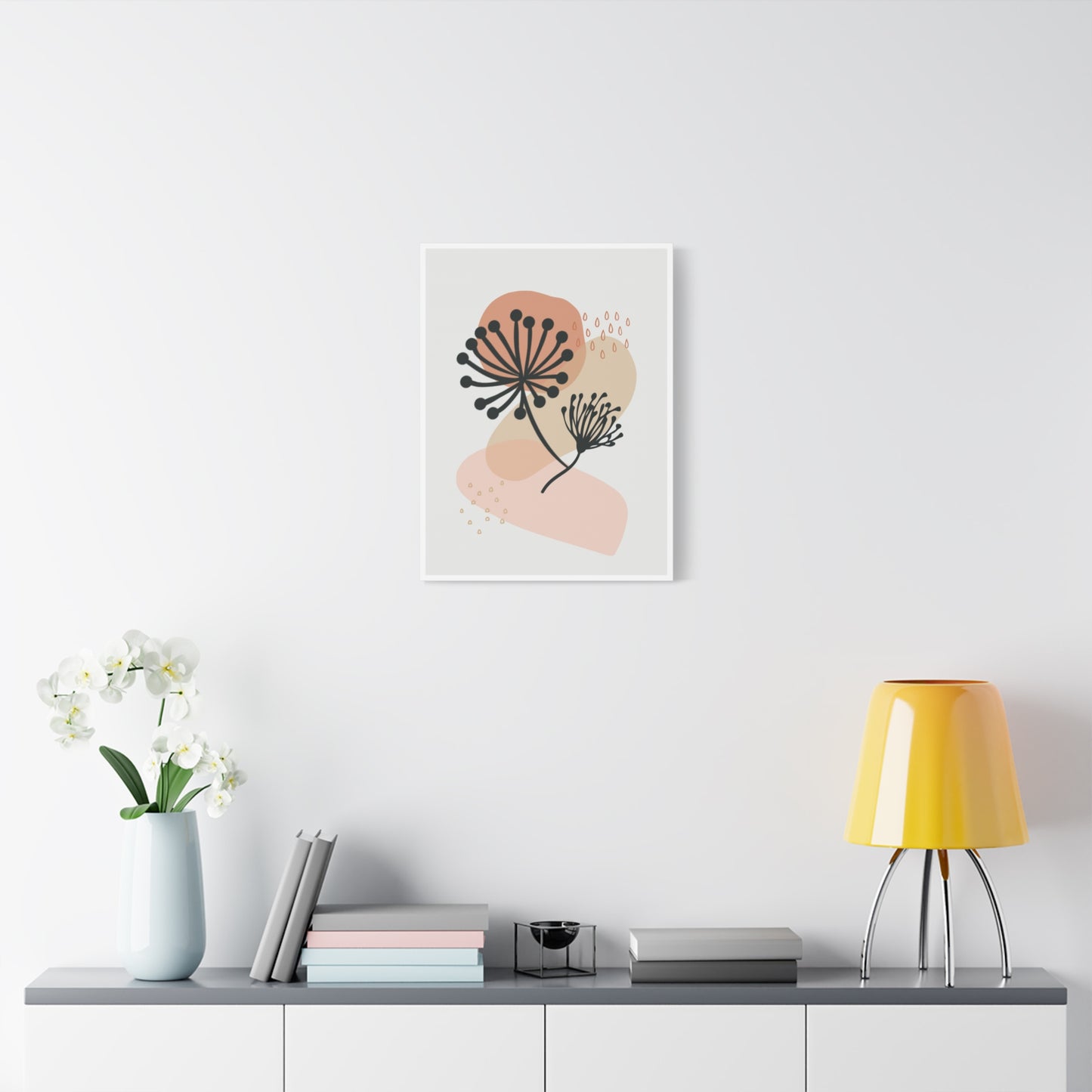 Pink Minimal  Flower Art Set 1.1 - Matte Canvas Decor with Minimalist Leaf Design
