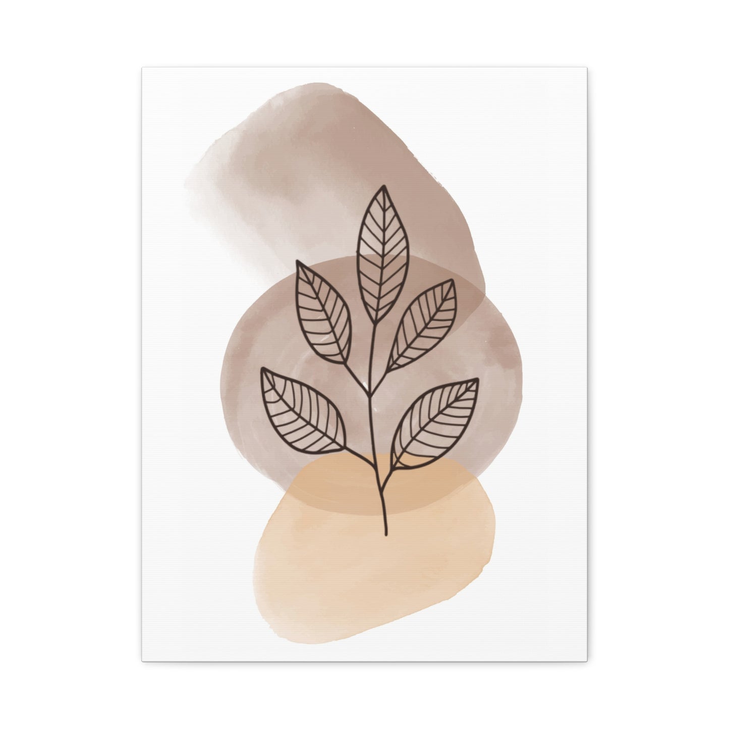 Brown Modern Botanical Wall Art Set 1.2 - Matte Canvas Decor with Minimalist Leaf Design