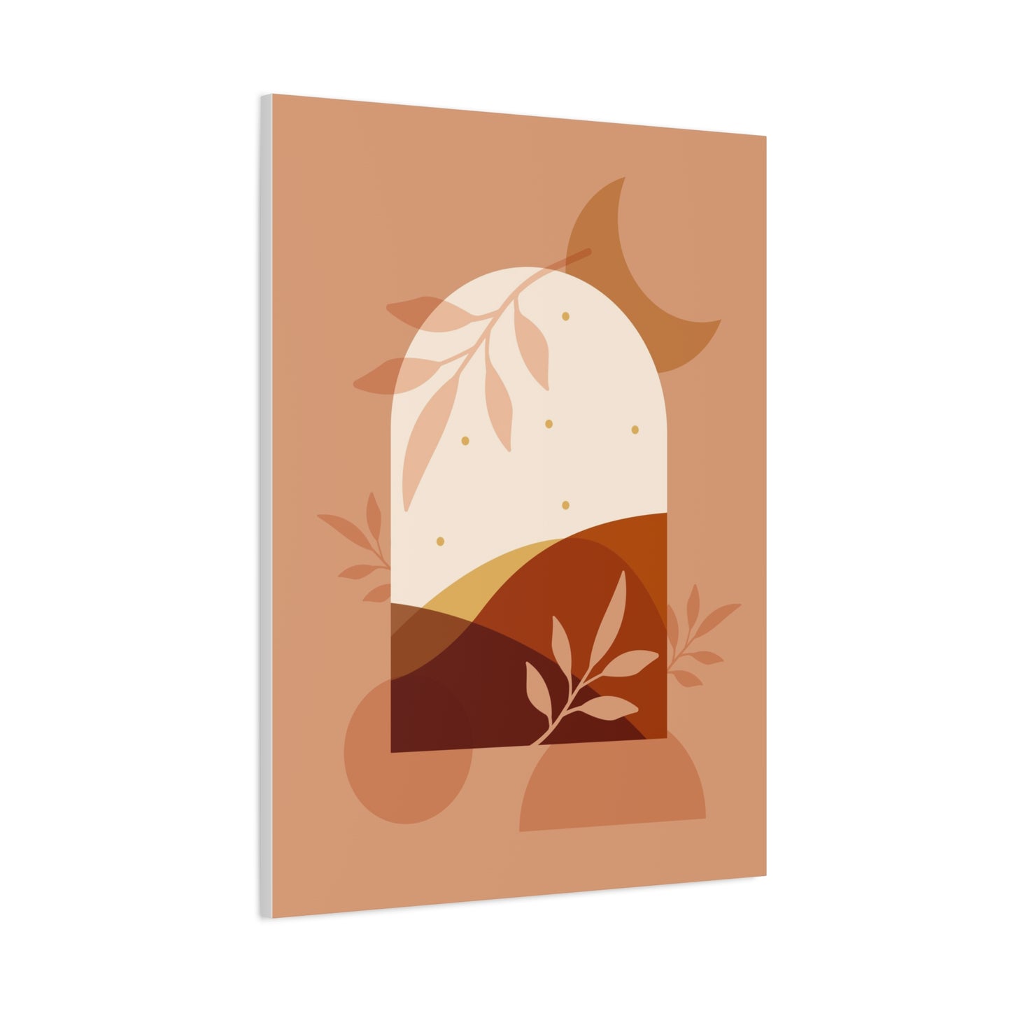 Abstract Terracotta Botanical Art Set 1.3 - Matte Canvas Decor with Minimalist Leaf Design