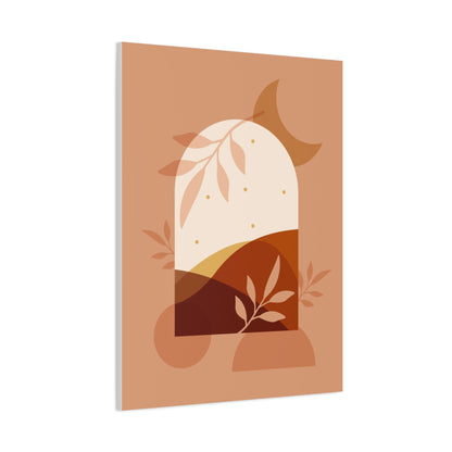 Abstract Terracotta Botanical Art Set 1.3 - Matte Canvas Decor with Minimalist Leaf Design