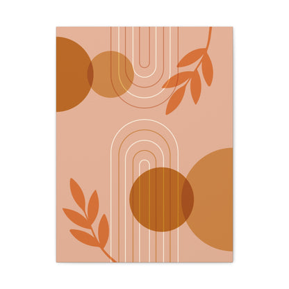 Abstract Terracotta Botanical Art Set 1.2 - Matte Canvas Decor with Minimalist Leaf Design