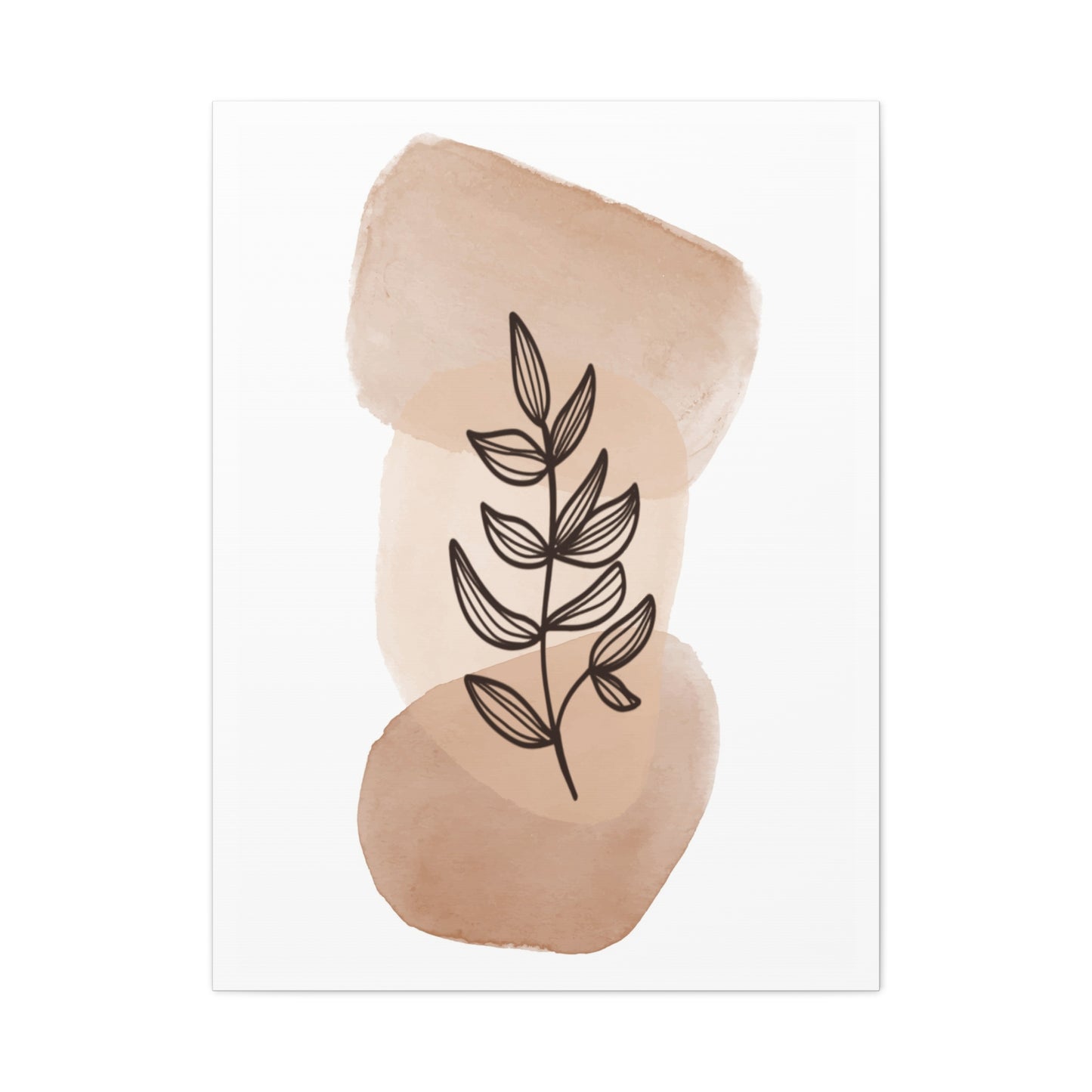 Brown Modern Botanical Wall Art Set 1.1- Matte Canvas Decor with Minimalist Leaf Design