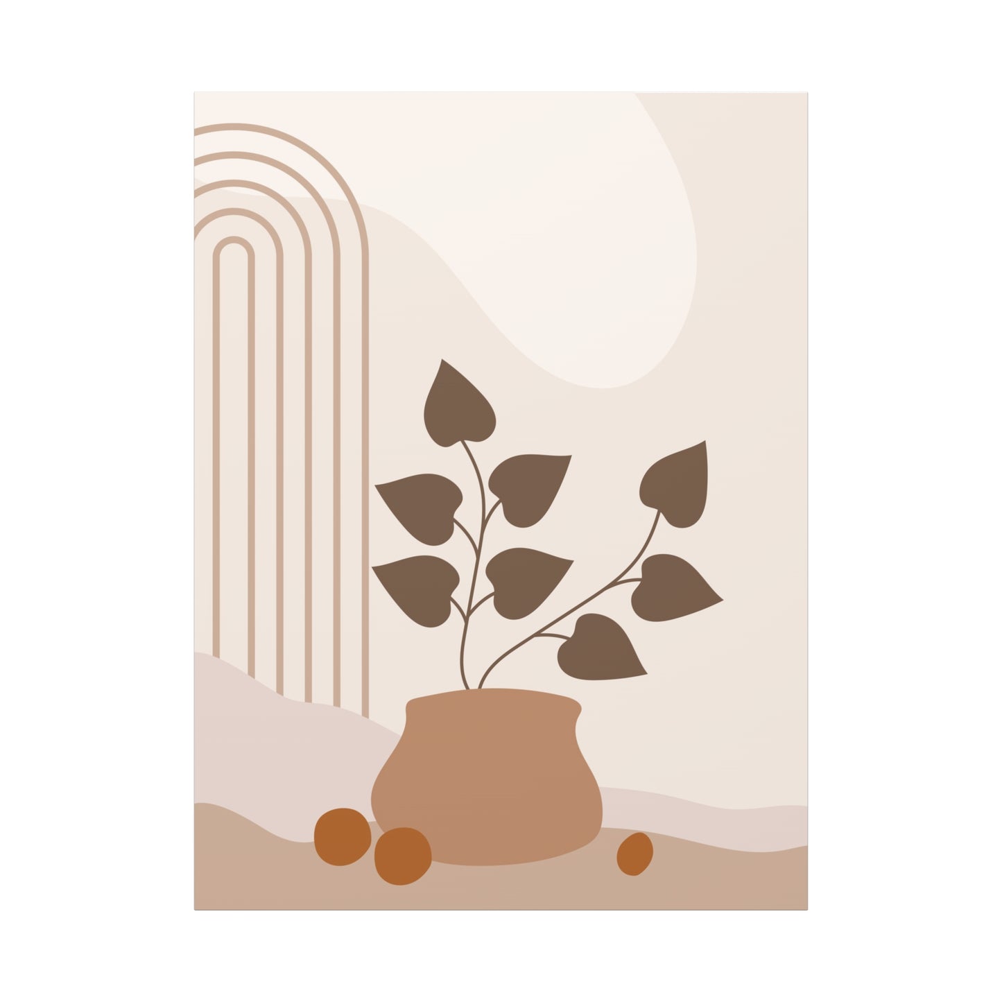 Brown View Wall Art Set 1.3 - Matte Canvas Decor with Minimalist Leaf Design