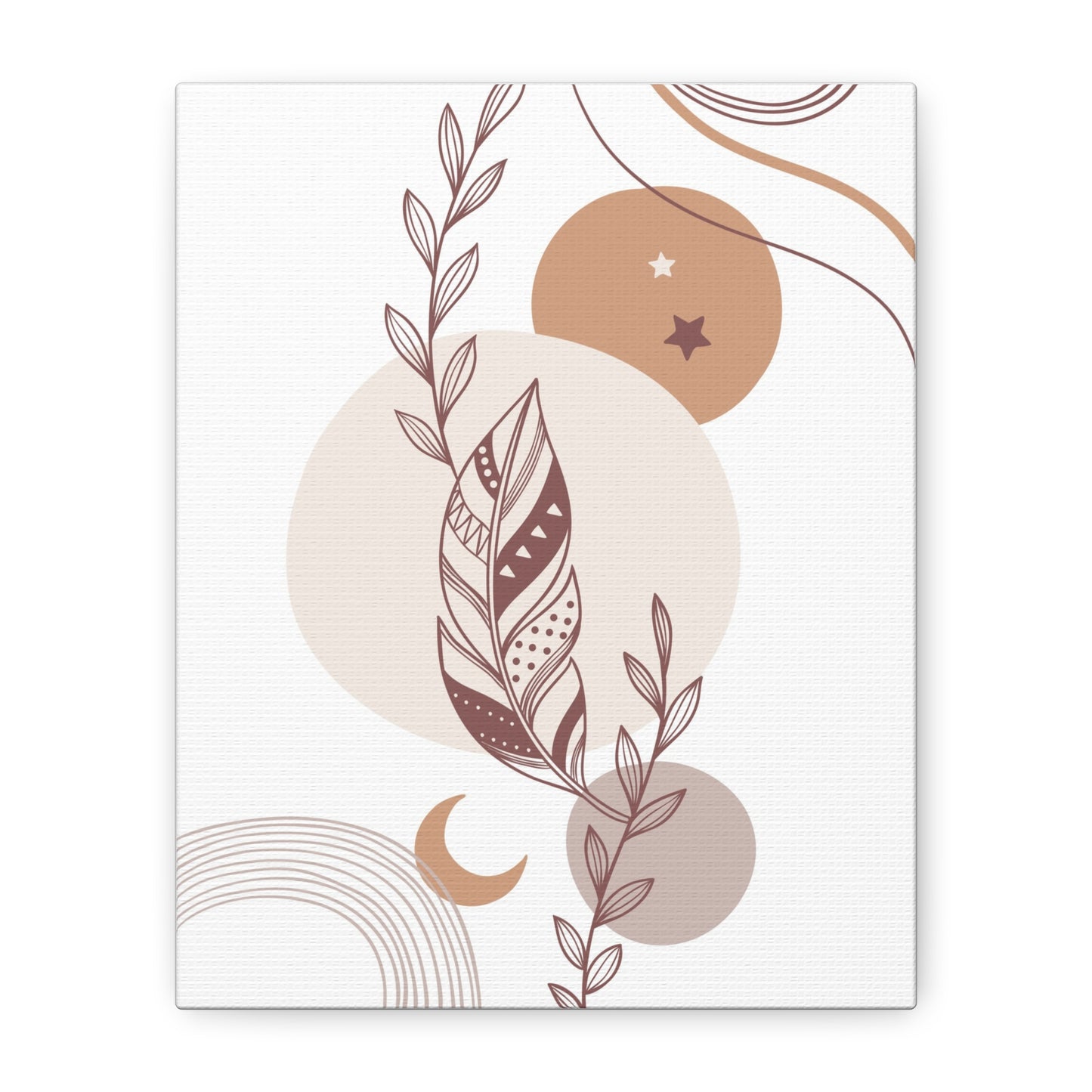 Sunset Botanica Art 1.3 - Matte Canvas Decor with Minimalist Leaf Design