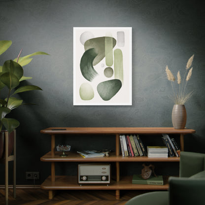 Olive Green Art Set 1.2 - Matte Canvas Decor with Minimalist Leaf Design