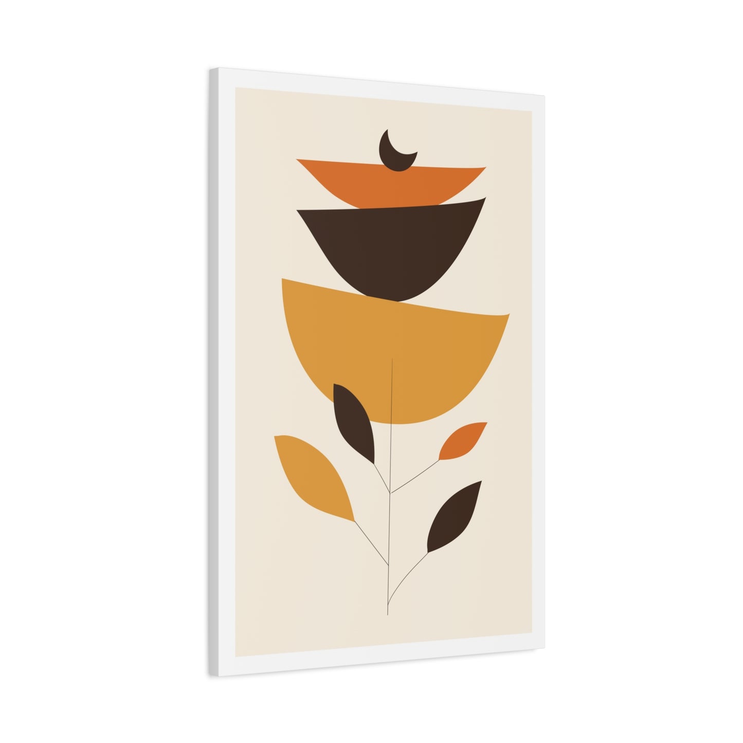 Lunar Bloom Art Set 1.2 - Matte Canvas Decor with Minimalist Leaf Design