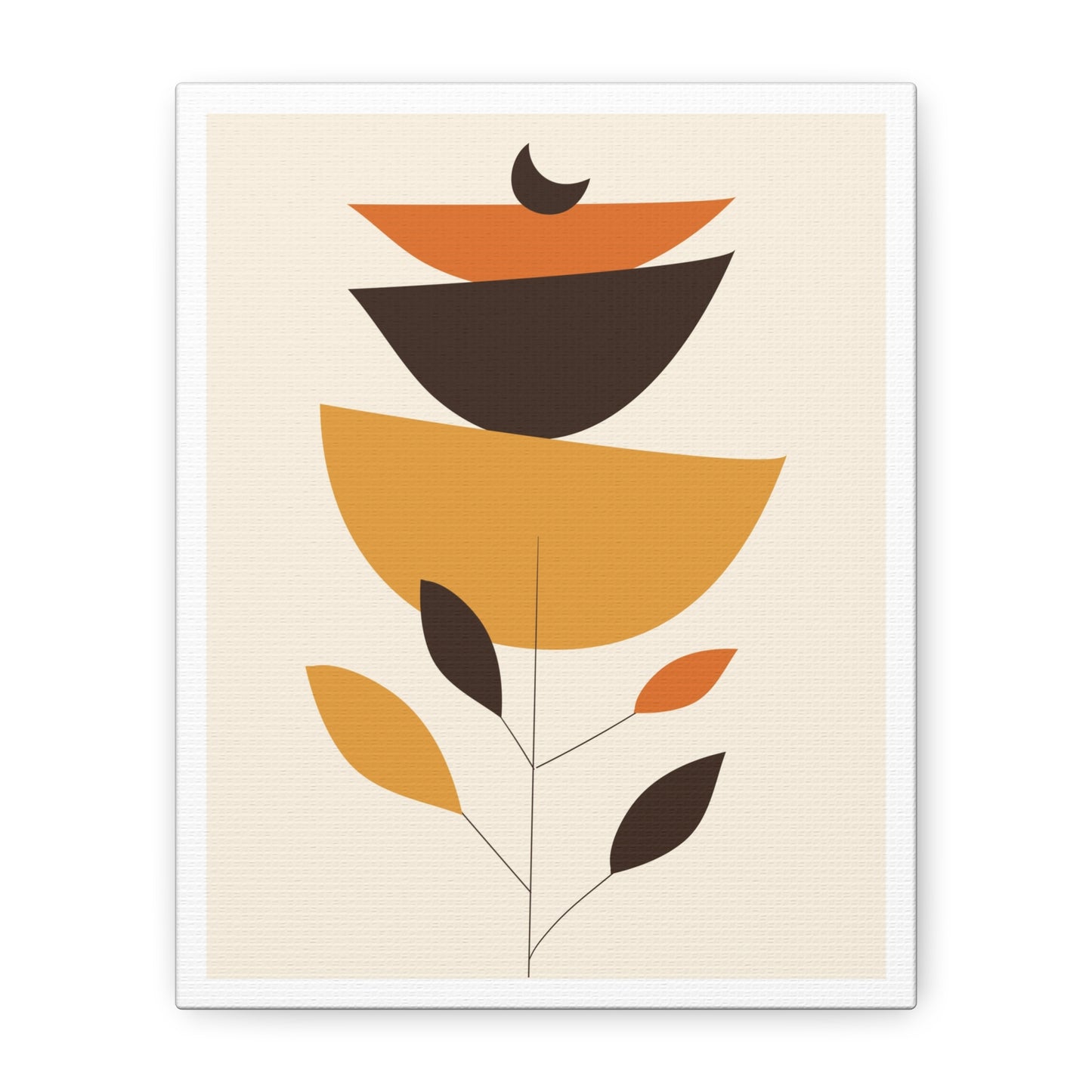 Lunar Bloom Art Set 1.2 - Matte Canvas Decor with Minimalist Leaf Design