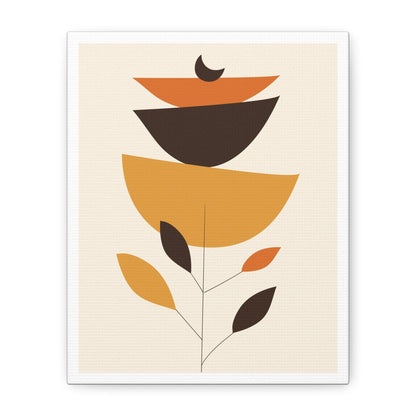 Lunar Bloom Art Set 1.2 - Matte Canvas Decor with Minimalist Leaf Design