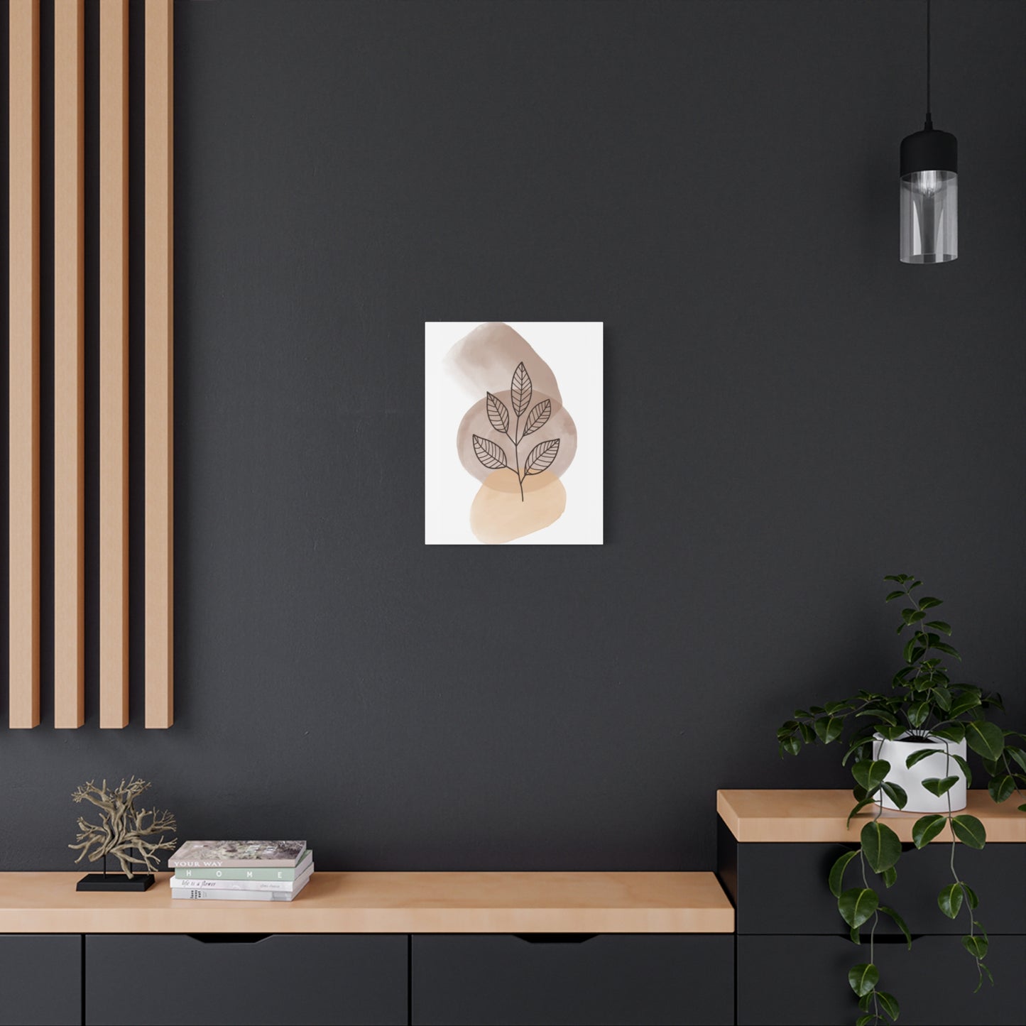Brown Modern Botanical Wall Art Set 1.2 - Matte Canvas Decor with Minimalist Leaf Design