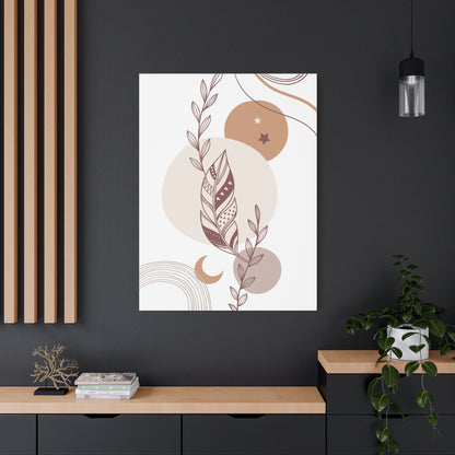 Sunset Botanica Art 1.3 - Matte Canvas Decor with Minimalist Leaf Design