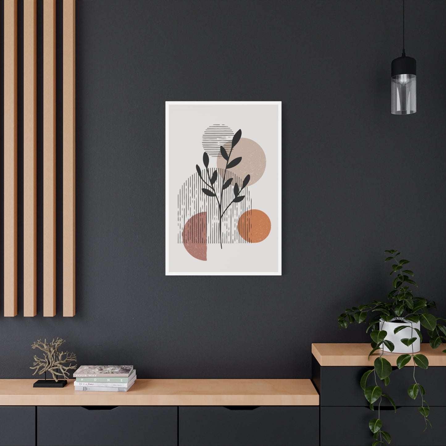 Orange Tone Flower Art Set 1.2 - Matte Canvas Decor with Minimalist Leaf Design
