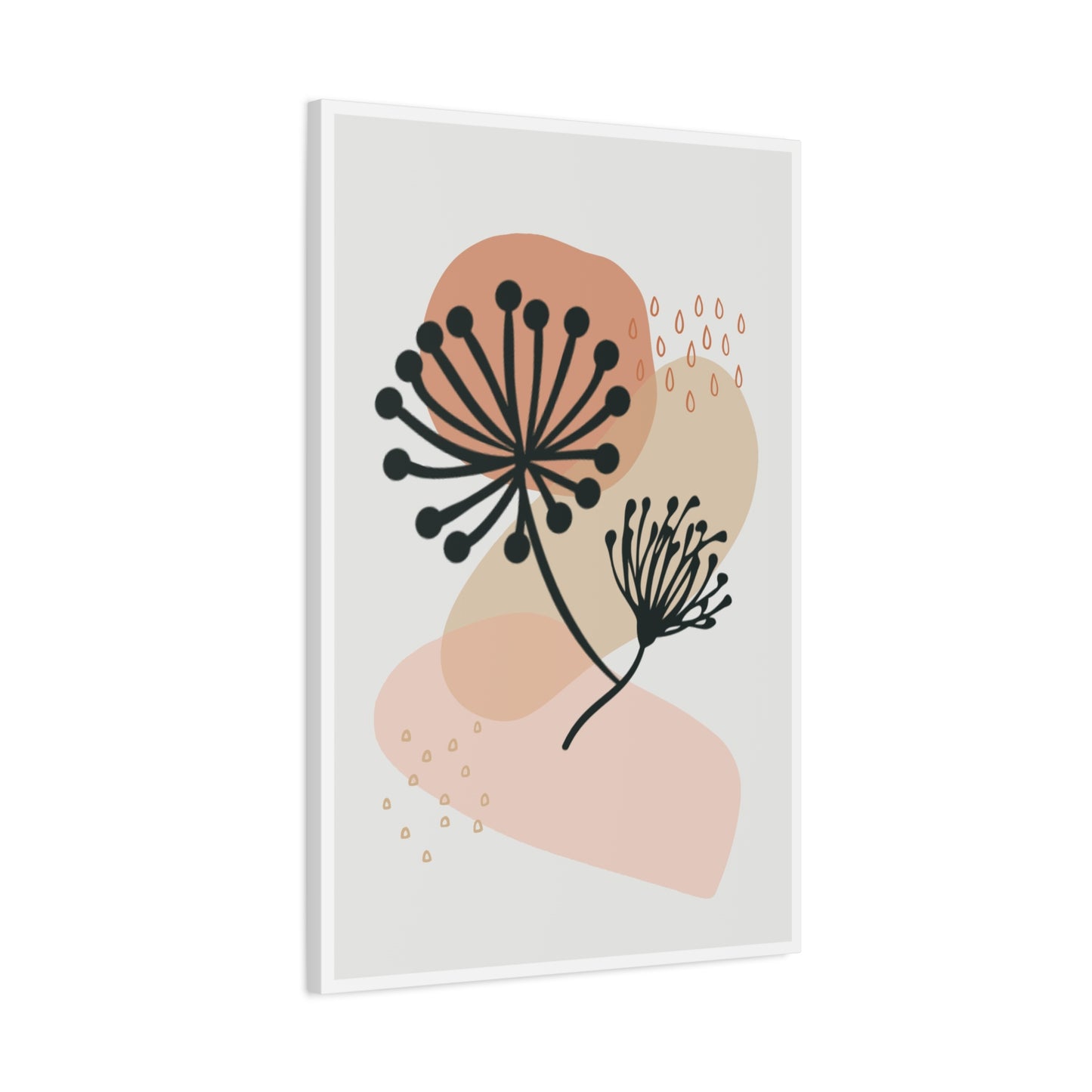 Pink Minimal  Flower Art Set 1.1 - Matte Canvas Decor with Minimalist Leaf Design