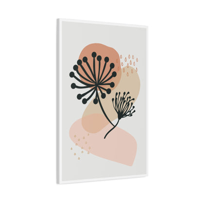 Pink Minimal  Flower Art Set 1.1 - Matte Canvas Decor with Minimalist Leaf Design