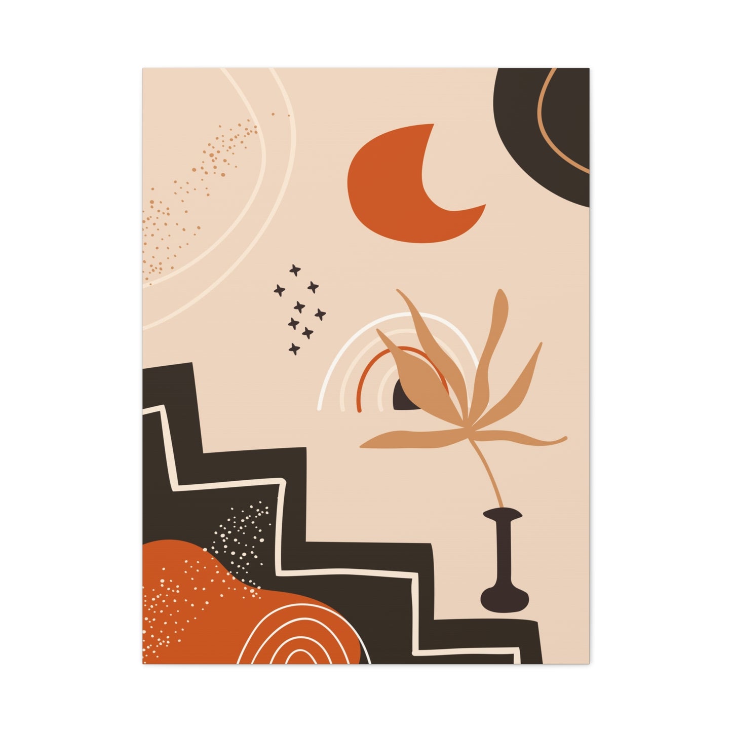 Boheme Luna  Art Set 1.2 - Matte Canvas Decor with Minimalist Leaf Design