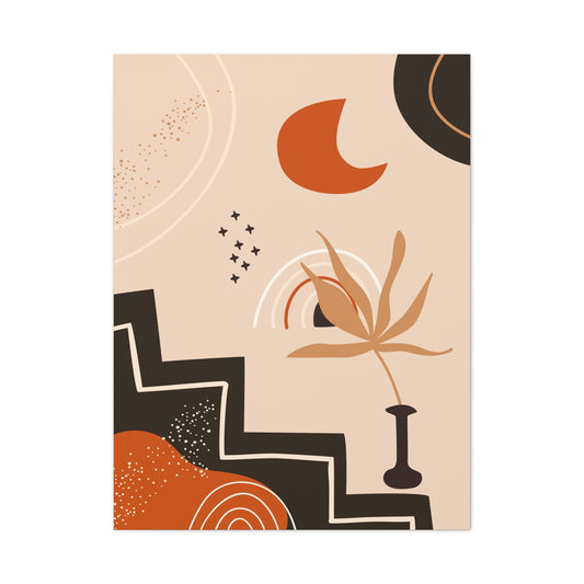 Boheme Luna  Art Set 1.2 - Matte Canvas Decor with Minimalist Leaf Design