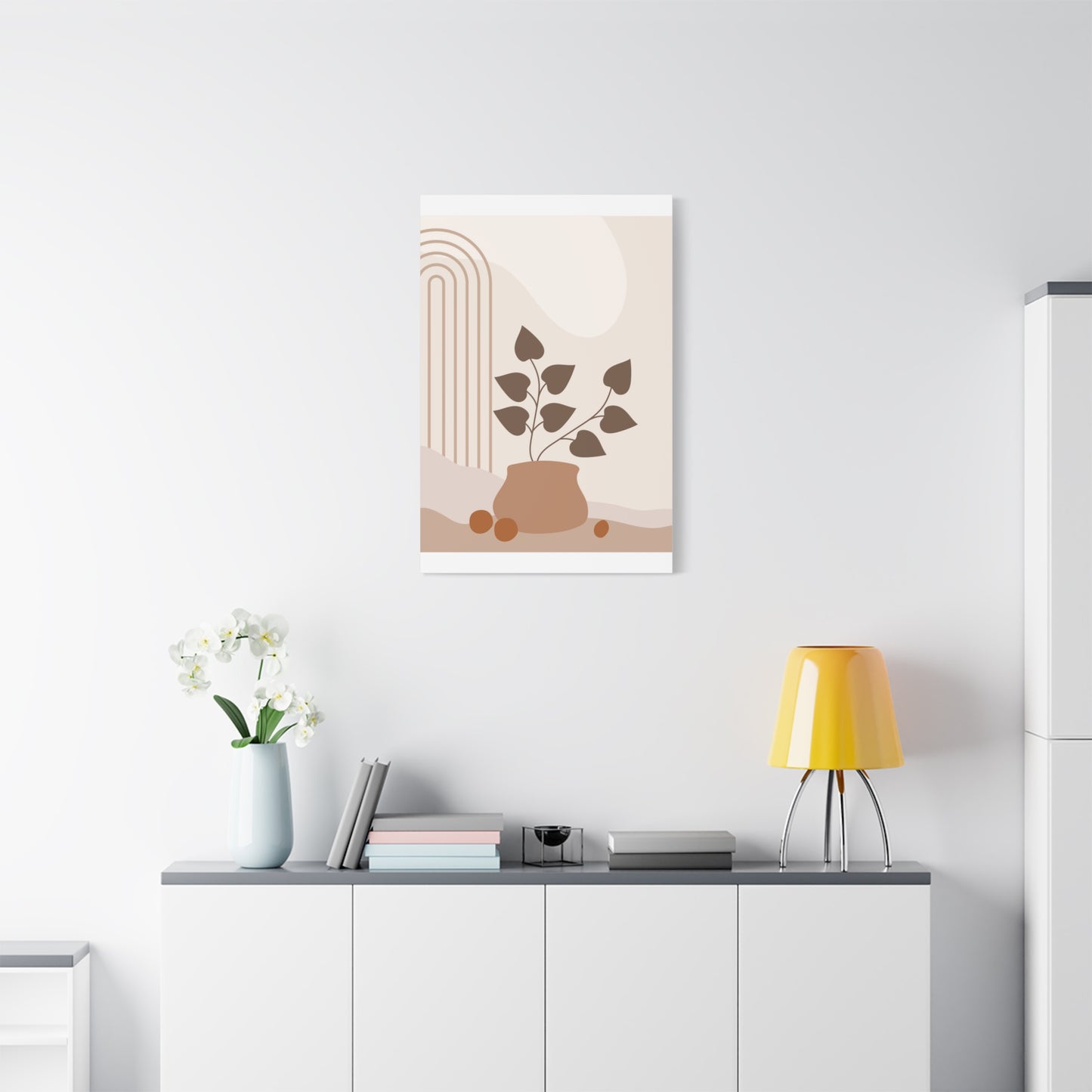 Brown View Wall Art Set 1.3 - Matte Canvas Decor with Minimalist Leaf Design