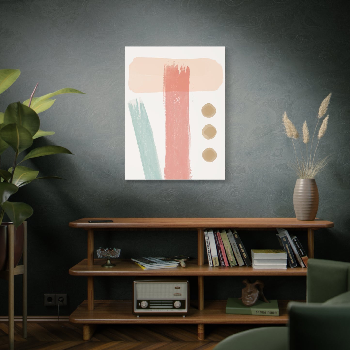 Pastel Pulse Art Set 1.3 - Matte Canvas Decor with Minimalist Leaf Design