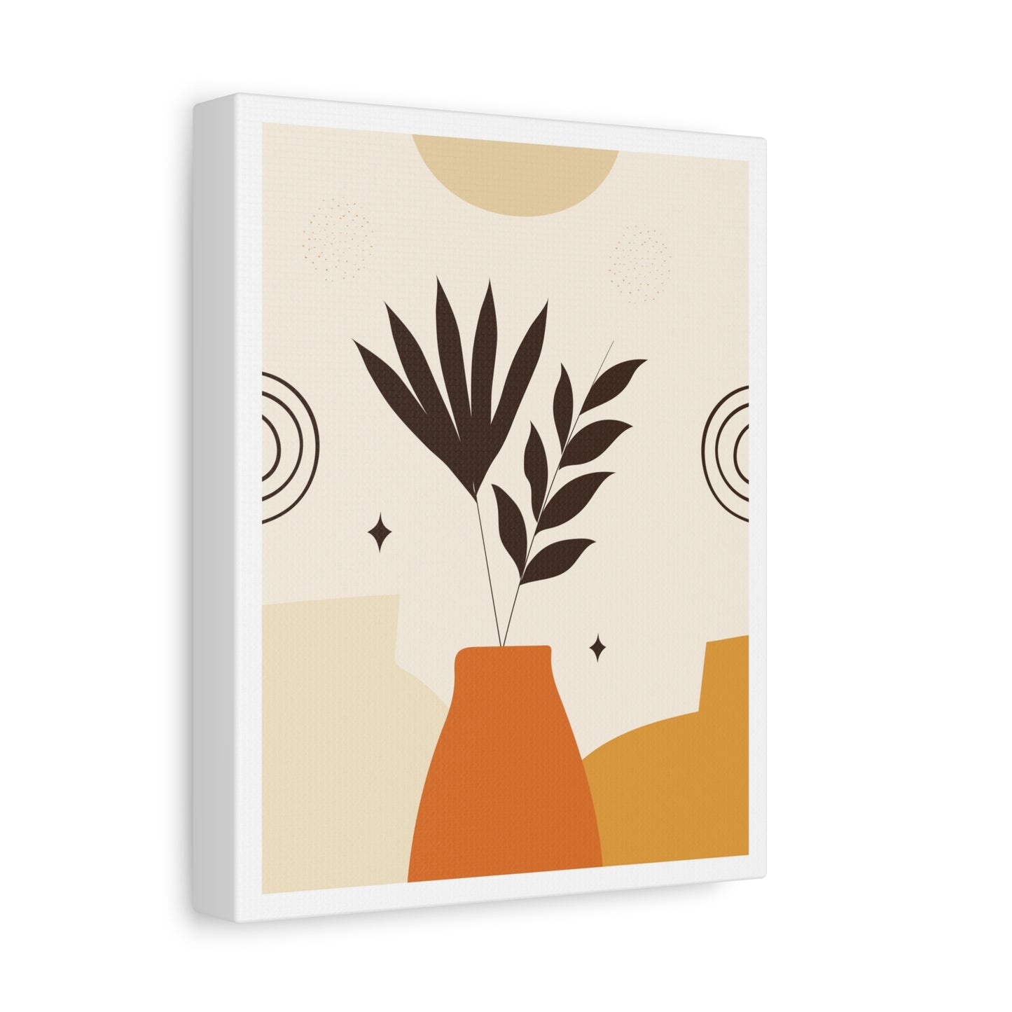 Lunar Bloom Art Set 1.1 - Matte Canvas Decor with Minimalist Leaf Design