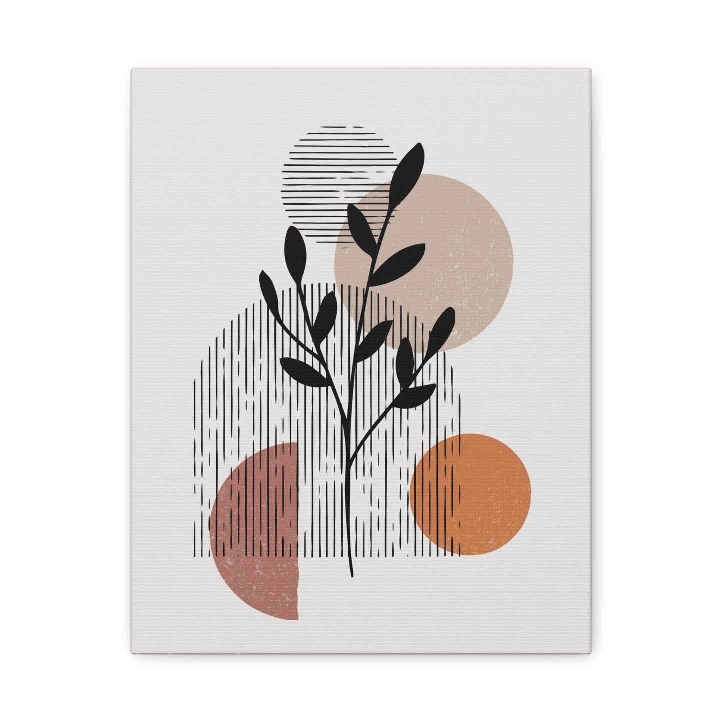 Orange Tone Flower Art Set 1.2 - Matte Canvas Decor with Minimalist Leaf Design